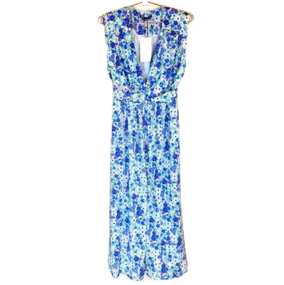 ZARA Sleeveless Floral Print Midi Dress Size XL